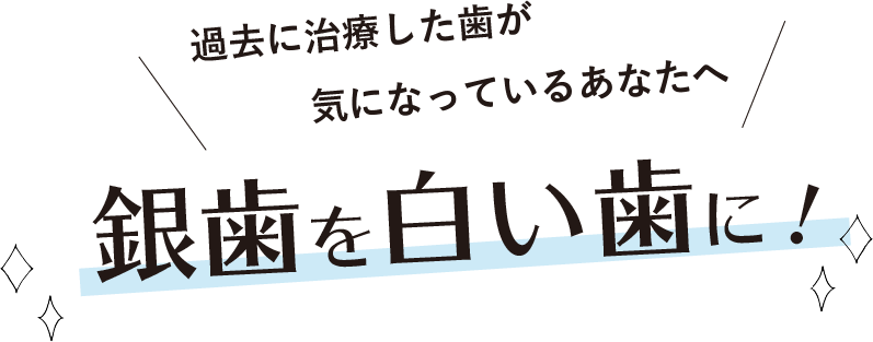 過去に治療した歯が気になっているあなたへ、銀歯を白い歯に！